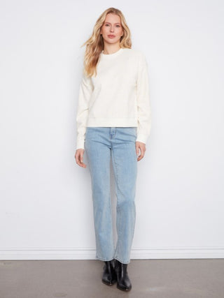 Charlie B Floral Crewneck Sweater Cream