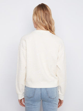 Charlie B Floral Crewneck Sweater Cream