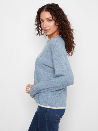 Charlie B Embroidered Heart Sweater Heather Storm
