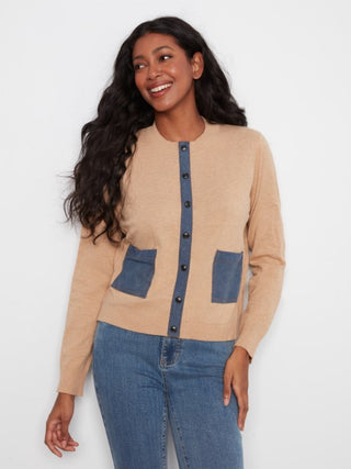 Charlie B Denim Detail Cotton Sweater