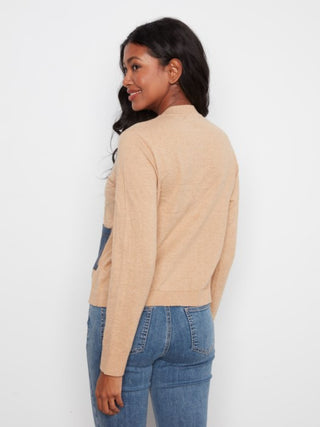 Charlie B Denim Detail Cotton Sweater