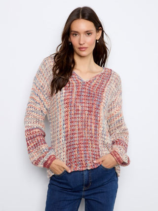 Charlie B Novelty Long Sleeve Drop Shoulder Sweater Rosebud