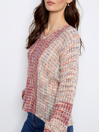 Charlie B Novelty Long Sleeve Drop Shoulder Sweater Rosebud