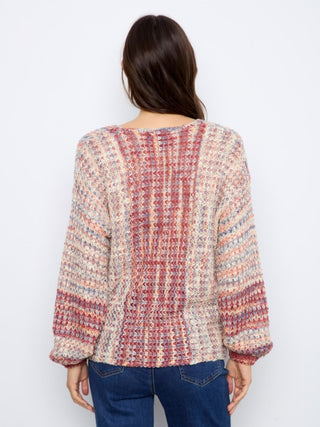 Charlie B Novelty Long Sleeve Drop Shoulder Sweater Rosebud