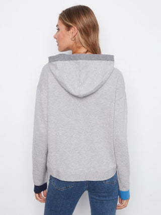 Charlie B Contrast Detail Hooded Sweater Grey