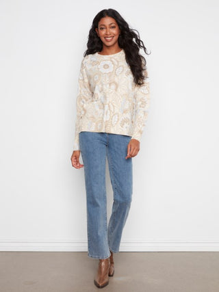 Charlie B Printed Sweater With Side Buttons Bliss
