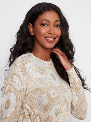 Charlie B Printed Sweater With Side Buttons Bliss