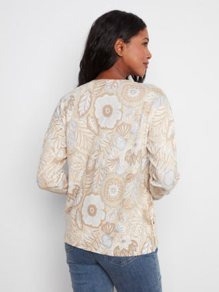 Charlie B Printed Sweater With Side Buttons Bliss