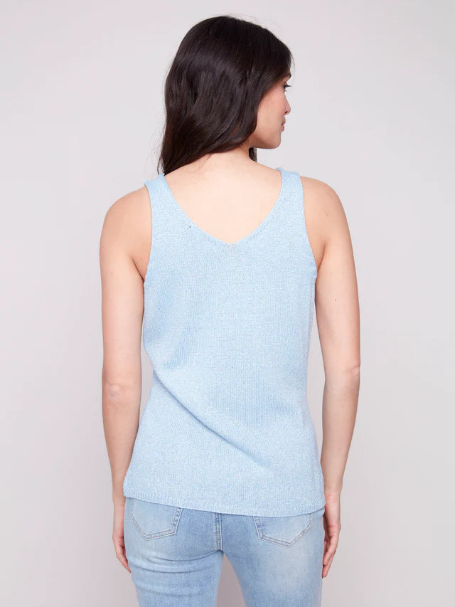 Charlie B Metallic Lurex Knit Cami - Bluebell