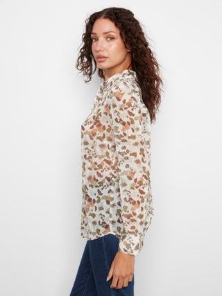Charlie B Printed Button-Up Shirt Pebble
