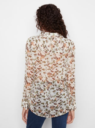 Charlie B Printed Button-Up Shirt Pebble