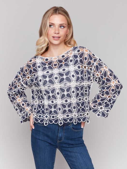 Charlie B Cotton Blend Crochet Top - Denim