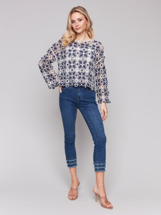 Charlie B Cotton Blend Crochet Top - Denim