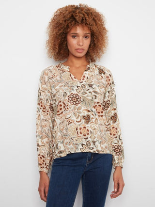 Charlie B Printed Popover Blouse Tapestry