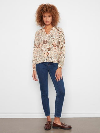Charlie B Printed Popover Blouse Tapestry