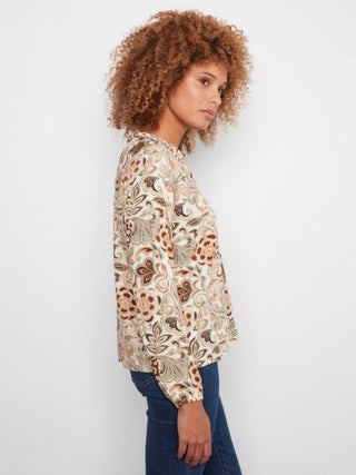 Charlie B Printed Popover Blouse Tapestry