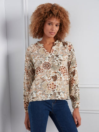 Charlie B Printed Popover Blouse Tapestry