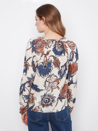 Charlie B Printed Popover Blouse Fantasy
