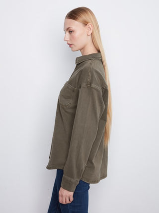Charlie B Button-Front Twill Overshirt Moss