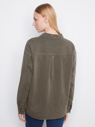 Charlie B Button-Front Twill Overshirt Moss