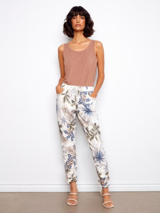 Charlie B Printed Crinkle Bengaline Jogger Pants - Hawaii