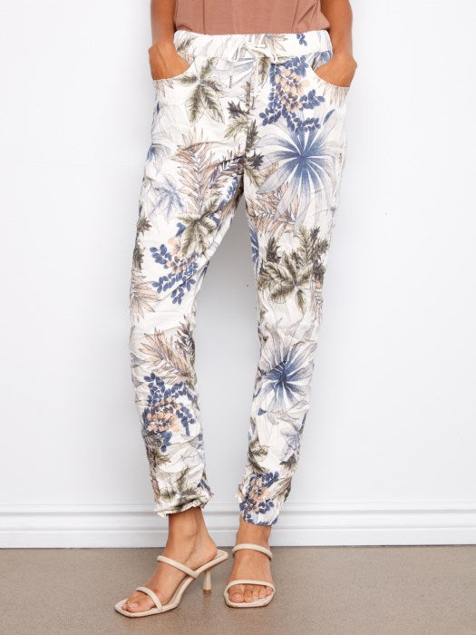 Charlie B Printed Crinkle Bengaline Jogger Pants - Hawaii