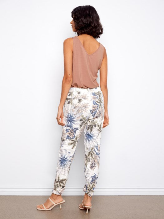 Charlie B Printed Crinkle Bengaline Jogger Pants - Hawaii
