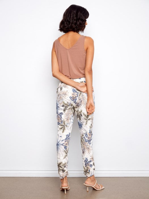 Charlie B Printed Crinkle Bengaline Jogger Pants - Hawaii