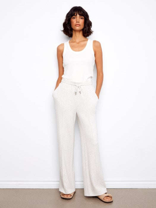 Charlie B Soft Scuba Wide Leg Jogger Pants - Grey