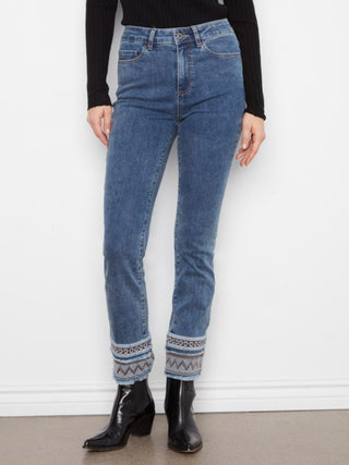 Charlie B Slim Leg Embroidered Hem Jeans