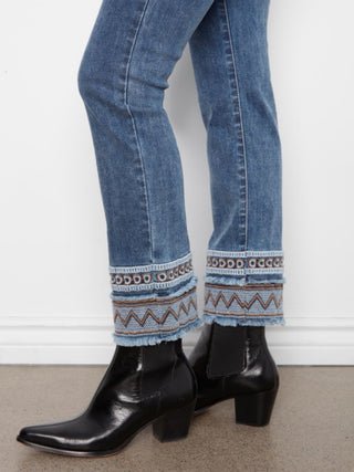 Charlie B Slim Leg Embroidered Hem Jeans