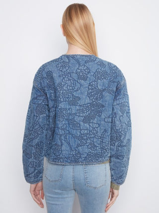 Charlie B Quilted Tencel Denim Bomber Jacket Blue