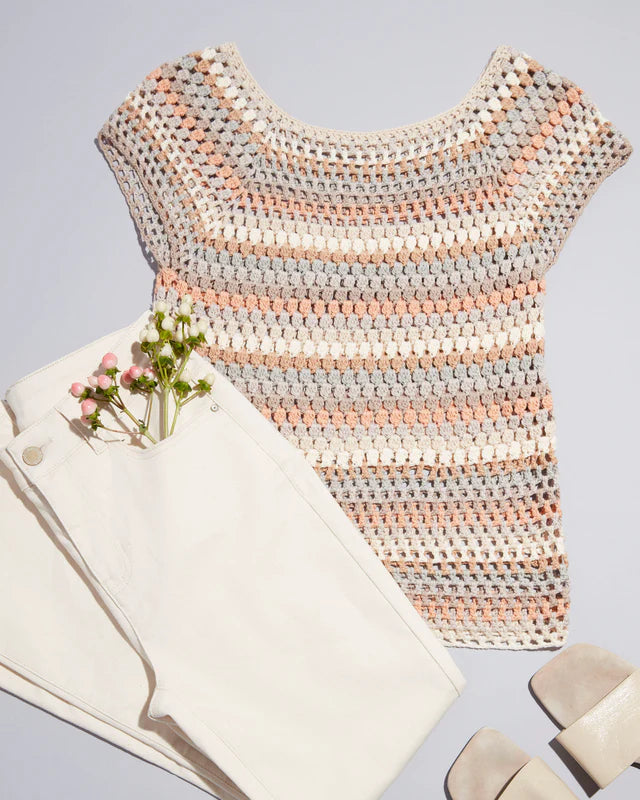 Charlie B Crochet Cap Sleeve Top - Pebble
