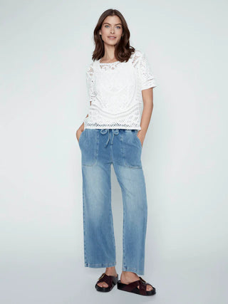 Charlie B Reversible Cotton Crochet Top - White