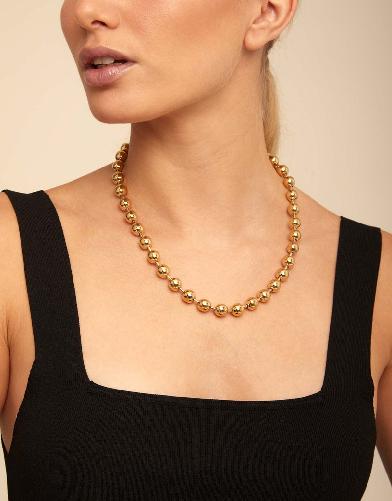 UNOde50 Short beaded necklace with padlock - Gold