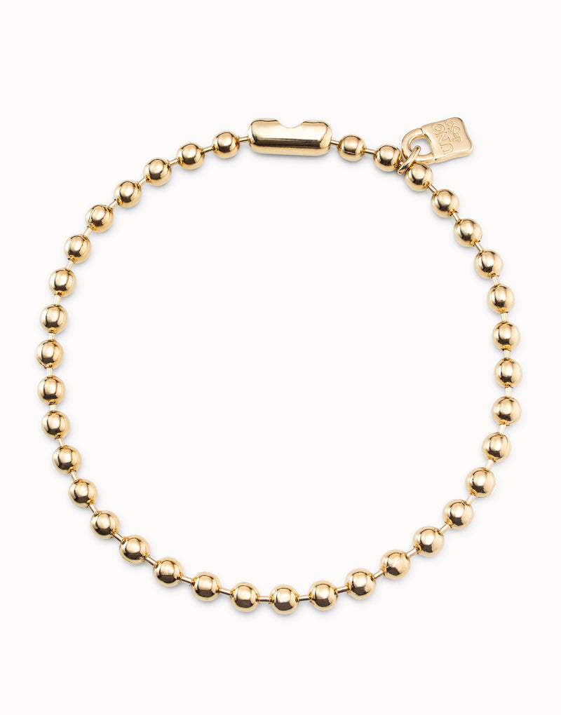UNOde50 Short beaded necklace with padlock - Gold