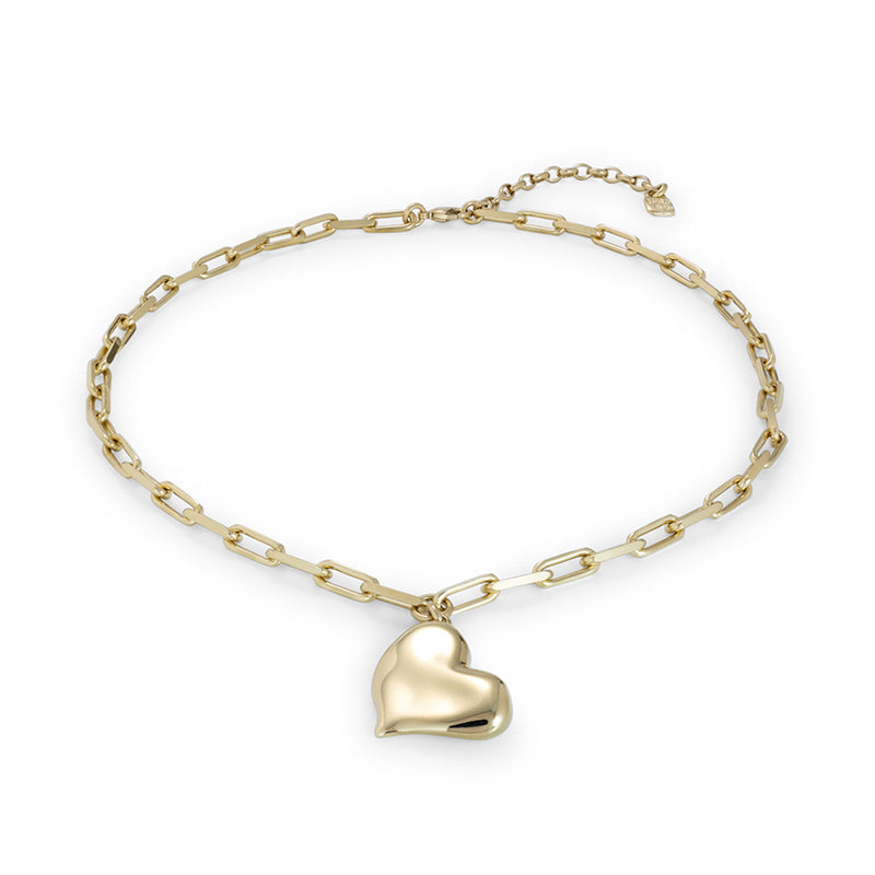 UNOde50 Link chain necklace with heart - Gold