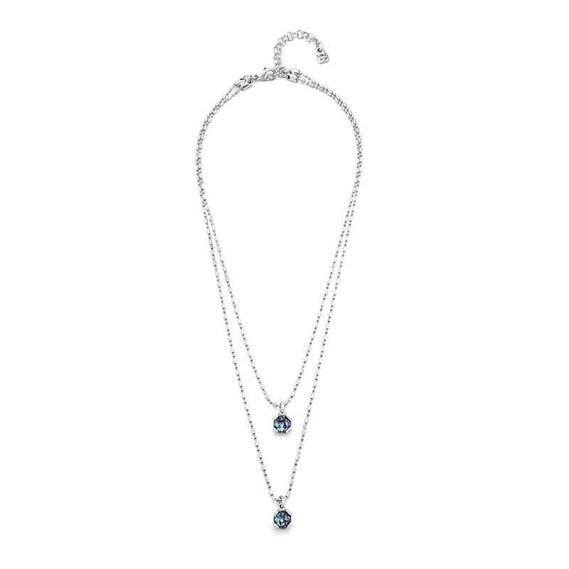 UNOde50 Long pendant chain necklace with crystals - Silver
