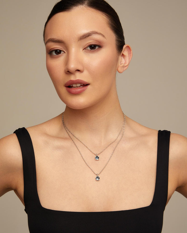 UNOde50 Long pendant chain necklace with crystals - Silver