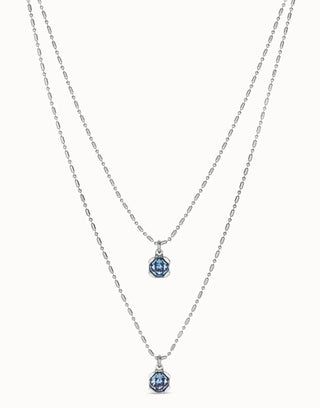 UNOde50 Long pendant chain necklace with crystals - Silver