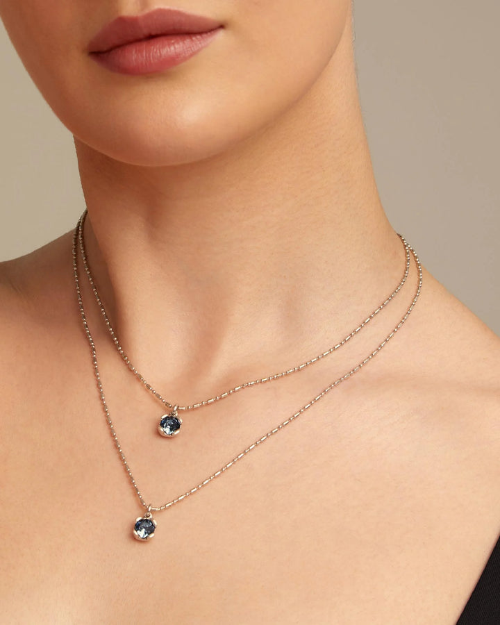 UNOde50 Long pendant chain necklace with crystals - Silver