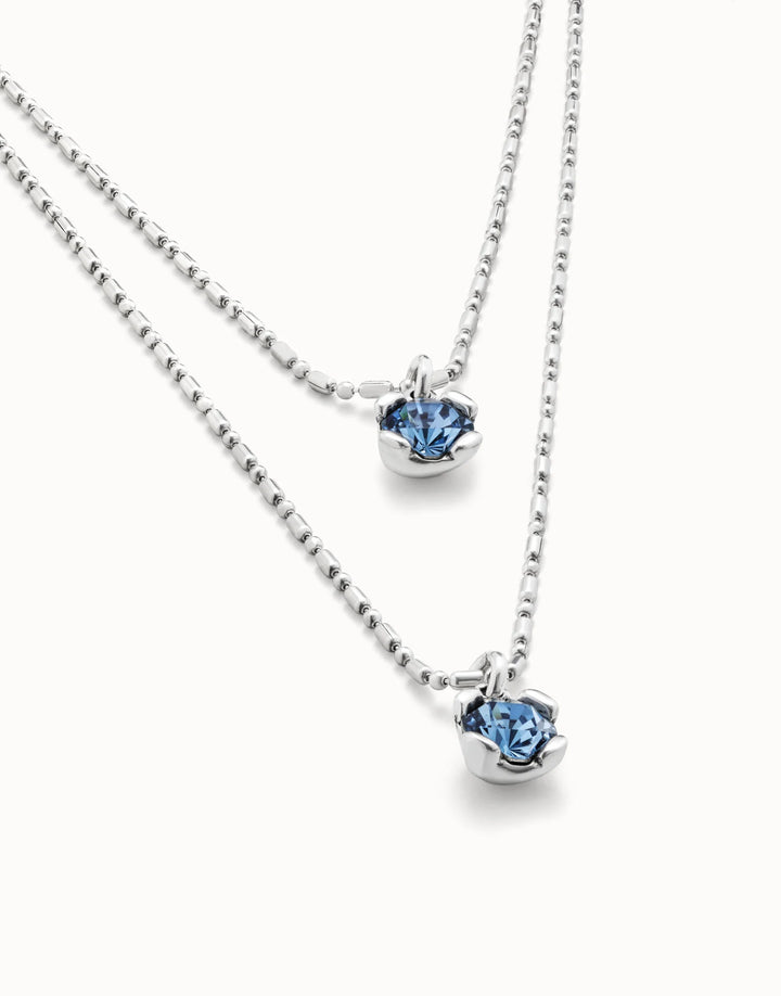 UNOde50 Long pendant chain necklace with crystals - Silver