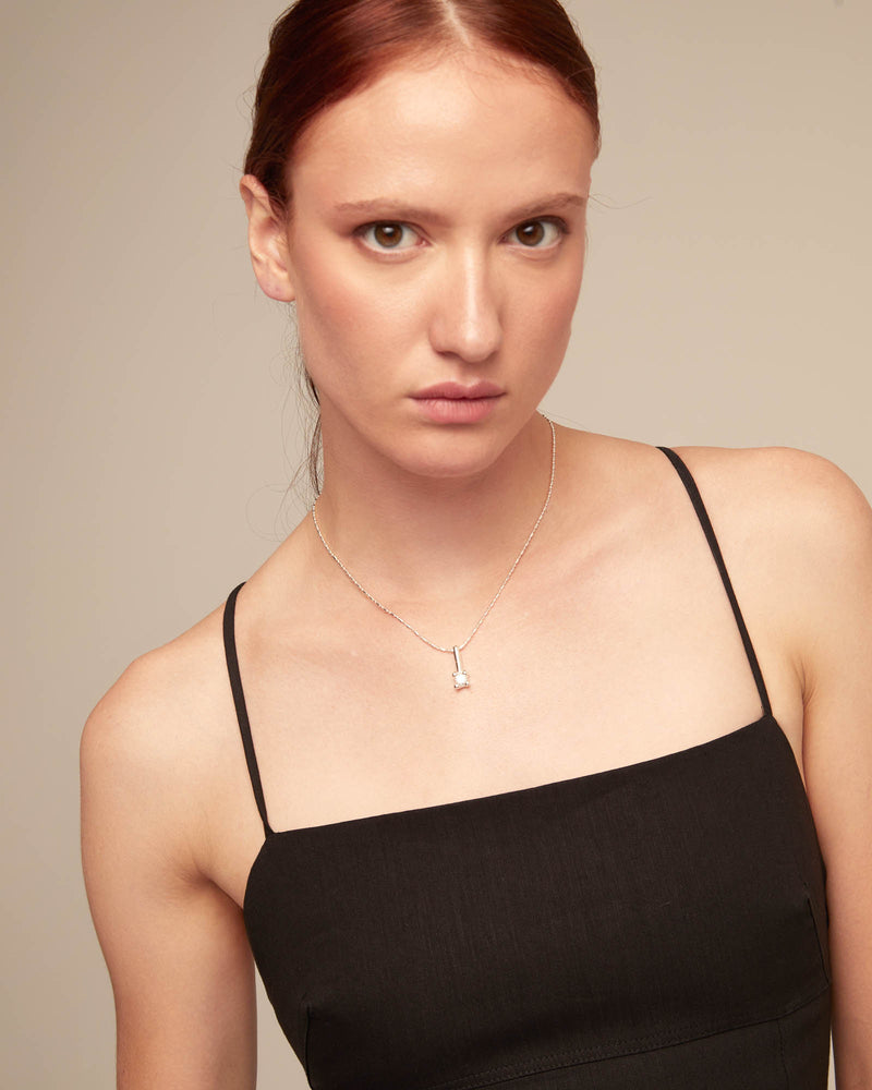 UNOde50 Short chain necklace with white cubic zirconia - Sterling Silver