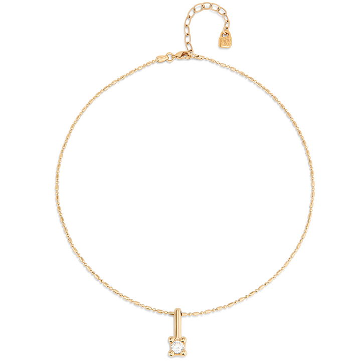 UNOde50 Short chain necklace with white cubic zirconia - Gold