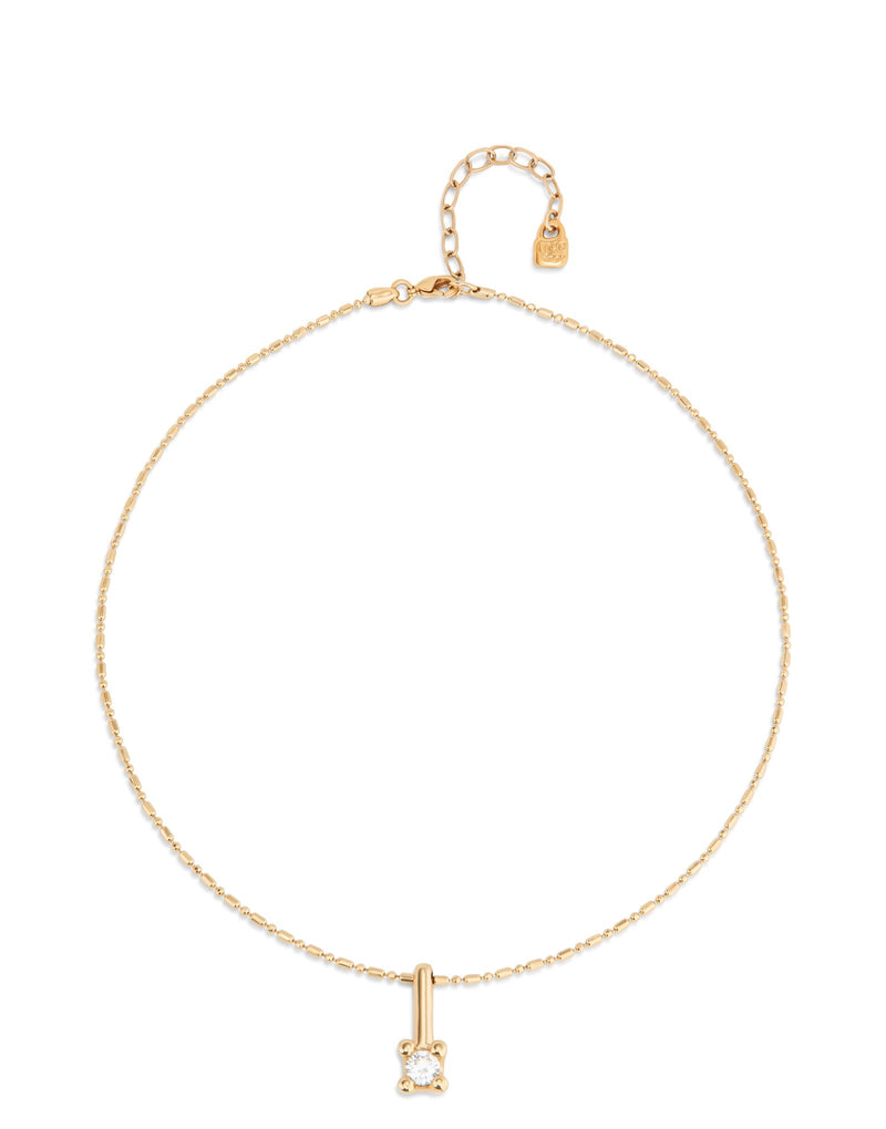 UNOde50 Short chain necklace with white cubic zirconia - Gold