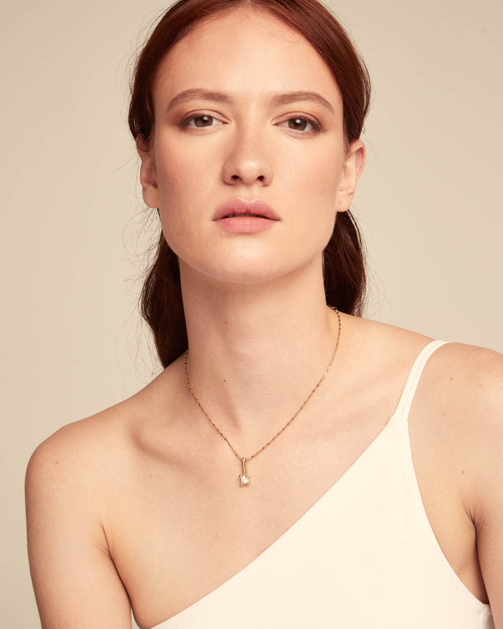 UNOde50 Short chain necklace with white cubic zirconia - Gold