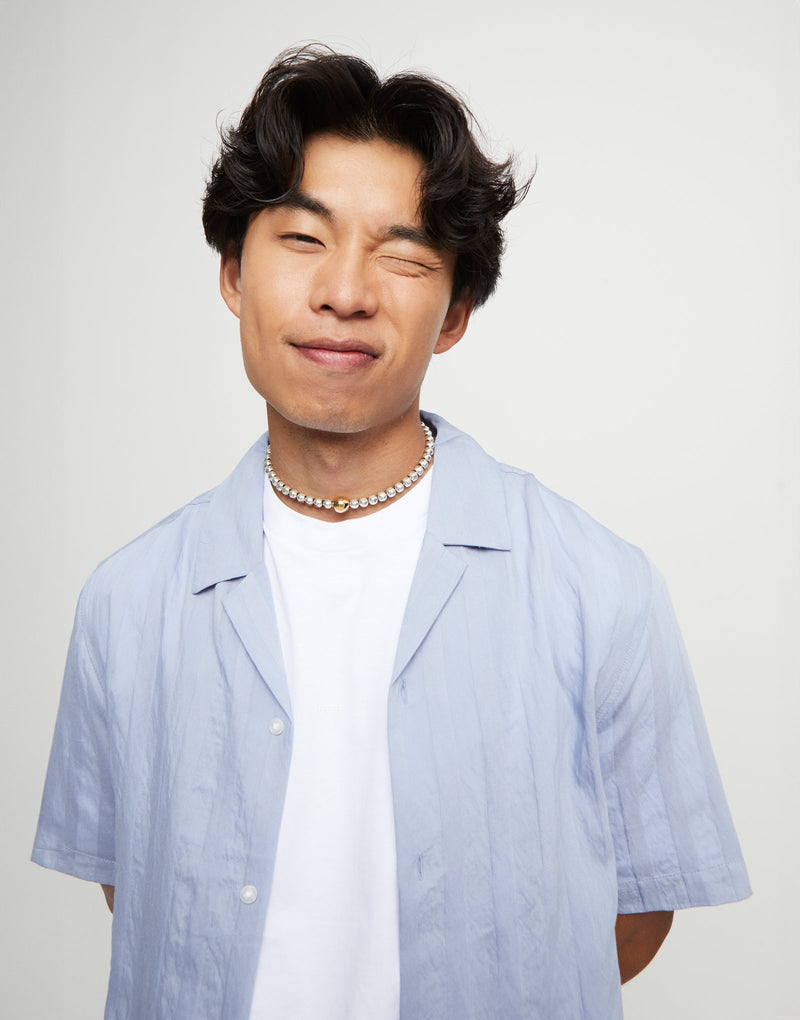 UNOde50 Beaded short necklace with larger central bead - Sterling Silver w/Gold