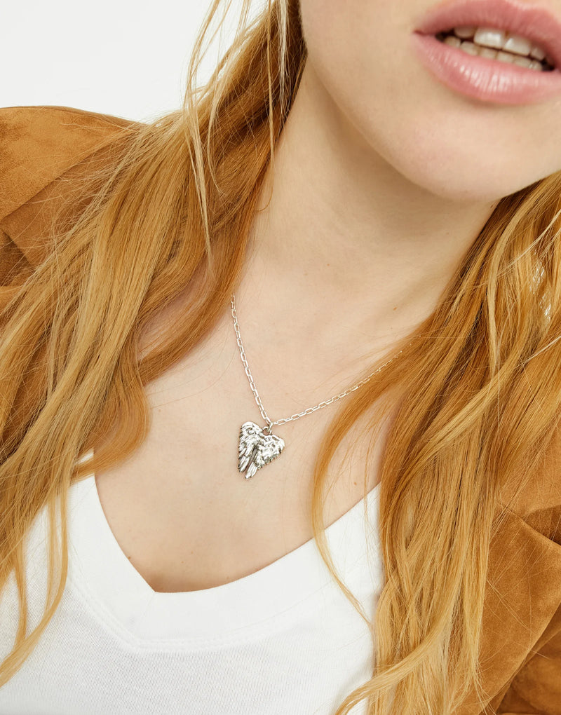 UNOde50 Short necklace with wing detail - Sterling Silver