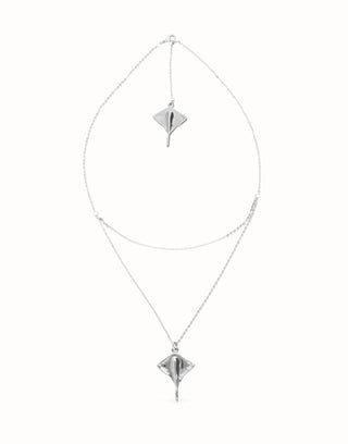 UNOde50 Multi strand chain necklace with manta ray  - Sterling Silver