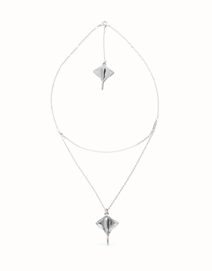 UNOde50 Multi strand chain necklace with manta ray  - Sterling Silver